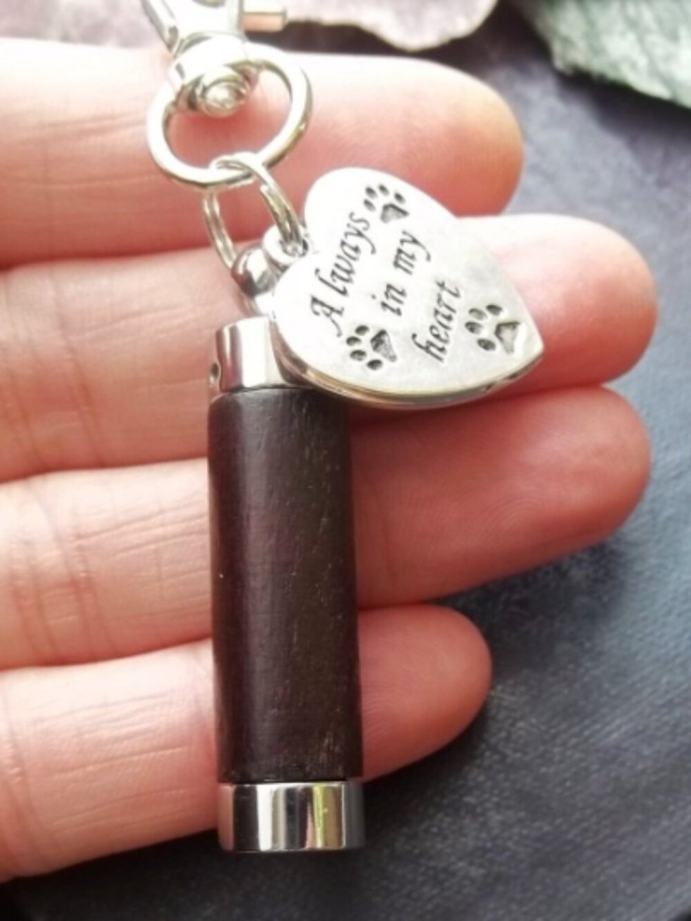 Pet Memorial Urn Keychain Wooden Ashes Keepsake Locket Custom Charm - Picture 8 of 9